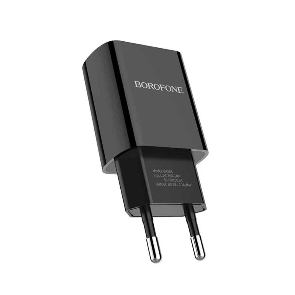 Мережевий зарядний пристрій BOROFONE BA20A Sharp single port charger Black Київ - фото 2