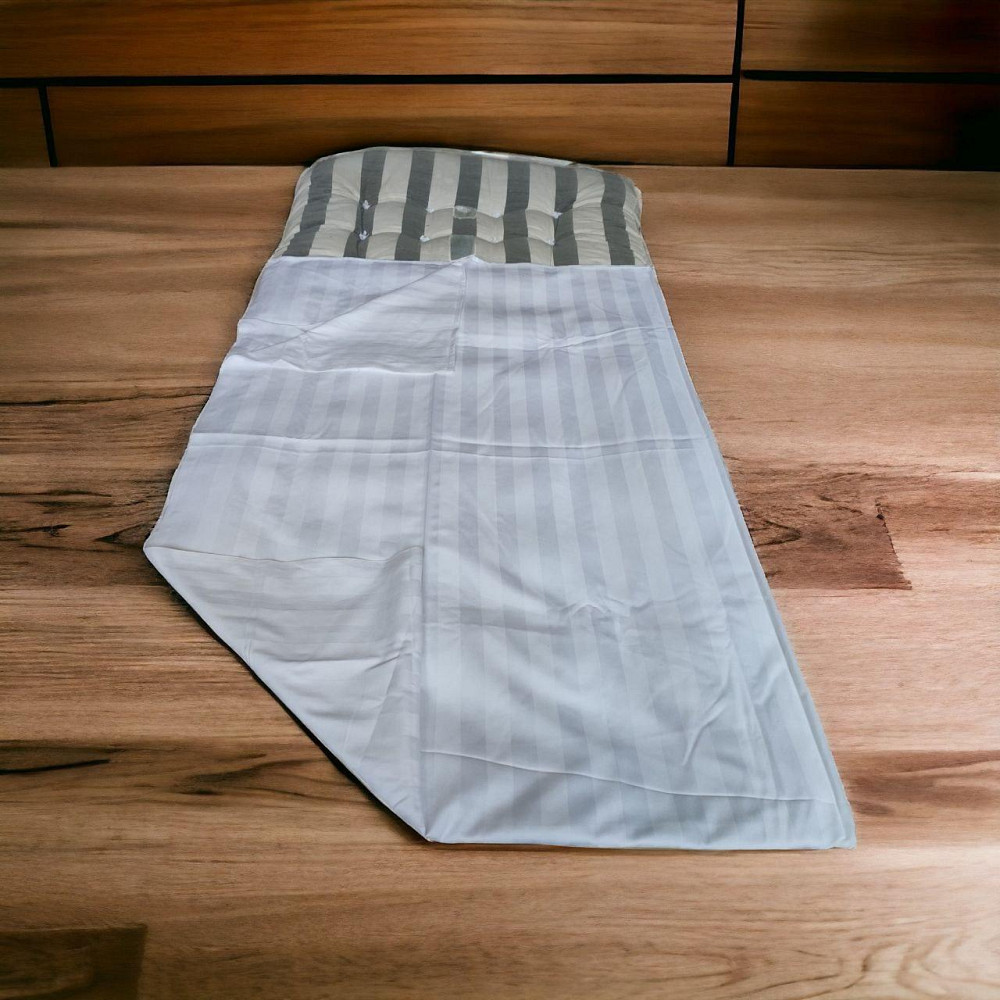 Простирадло Сатин Страйп 180×215 двоспальна біла Київ - фото 4