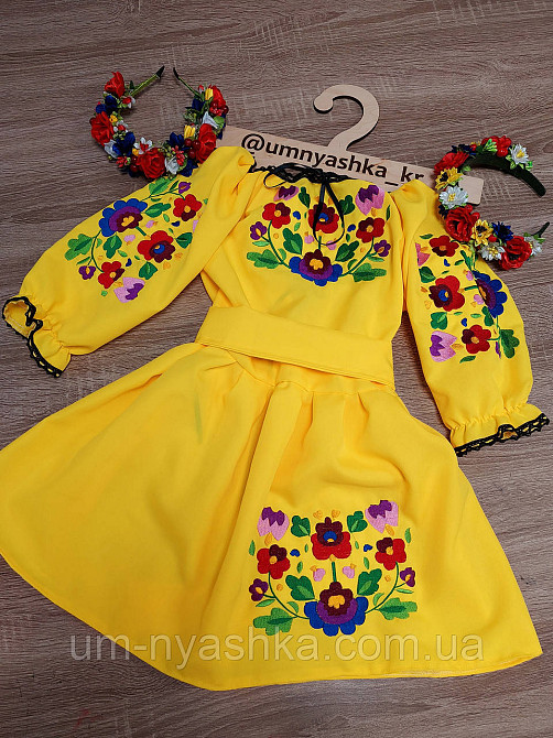 Плаття вишиванка жовте з петриковським розписом Петриківка 104-158 Кривий Ріг - фото 2