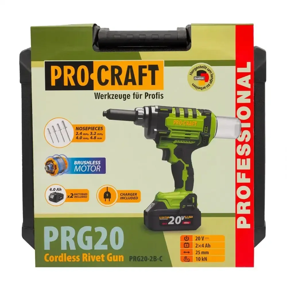 Заклепочник электрический аккумуляторный Procraft PRG20 ,Электрические заклепочники с бесщеточным двигателем 2 АКБ и ЗУ в кейсе Львов - изображение 19