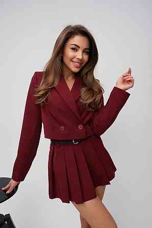 Женский классический трендовый костюм двойка мадонна + подкладка Марсал, 42 Одесса