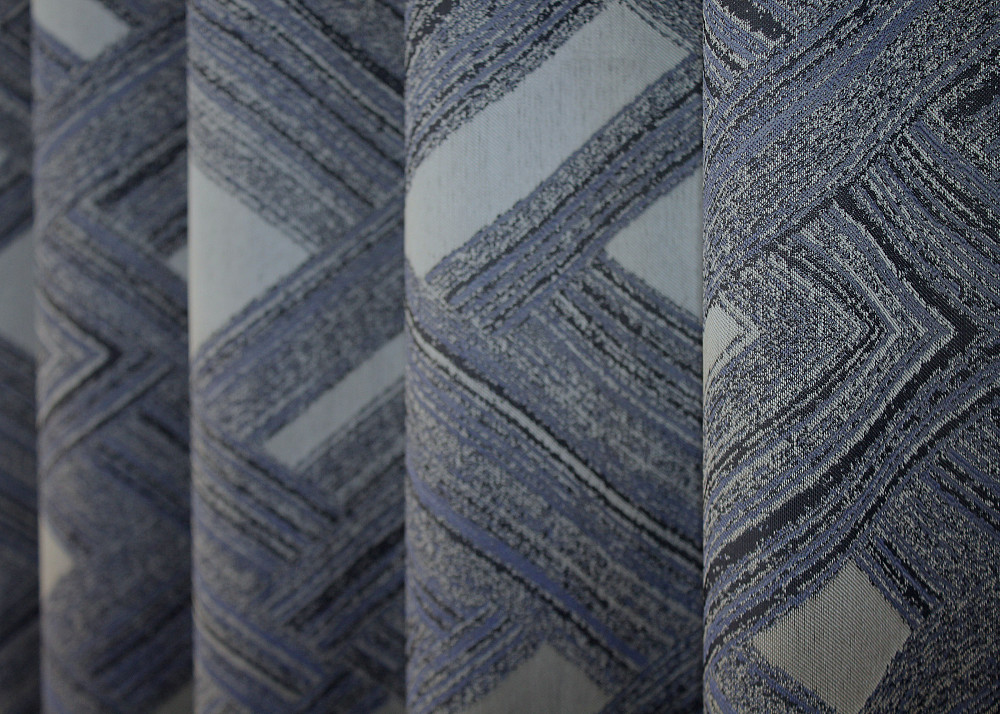 Комплект готовых штор VR-Textil Жаккард Mystery № 1628ш Синий с серым 150х290 см 2 шт (33-0571) Киев - изображение 7