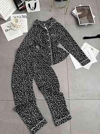 Женский стильный домашний костюм двойка турецкий шелк Черный, 46/48 Одесса