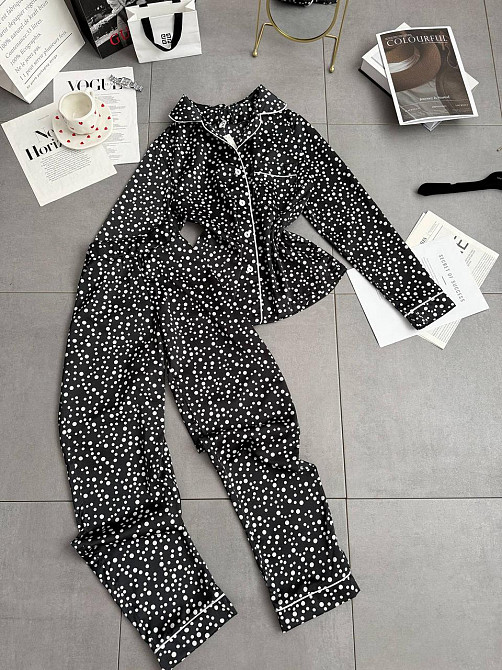 Жіночий стильний домашній костюм-двійка турецький шовк Чорний, 46/48 Одеса - фото 1