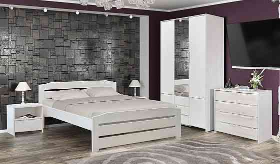 Кровать деревяная 1600 с ламелями Марсель Белый Львов