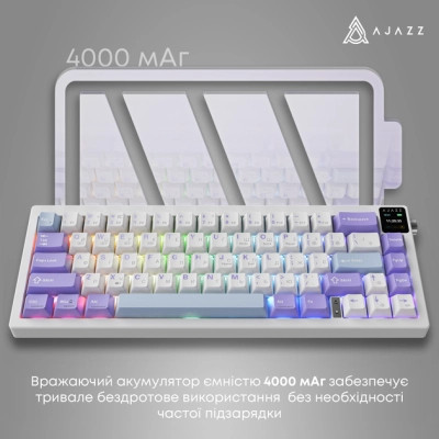 Клавіатура Ajazz AK650 Flying Fish Switch Purple RGB USB/Wireless/Bluetooth UA Purple (AK650-FF-PWB) Вінниця - фото 7
