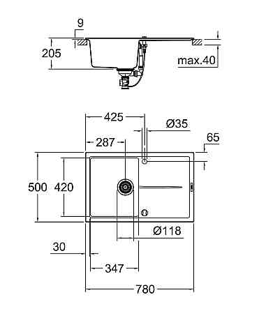 Композитная мойка для кухни Grohe K400 (31639AP0) Киев