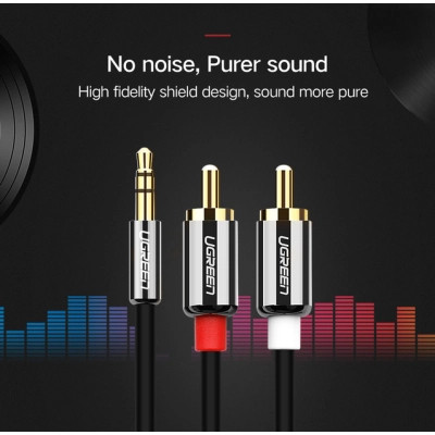 Кабель мультимедийный 3.5mm M to 2xRCA M 2.0m AV116 black Ugreen (10584) Винница - изображение 5
