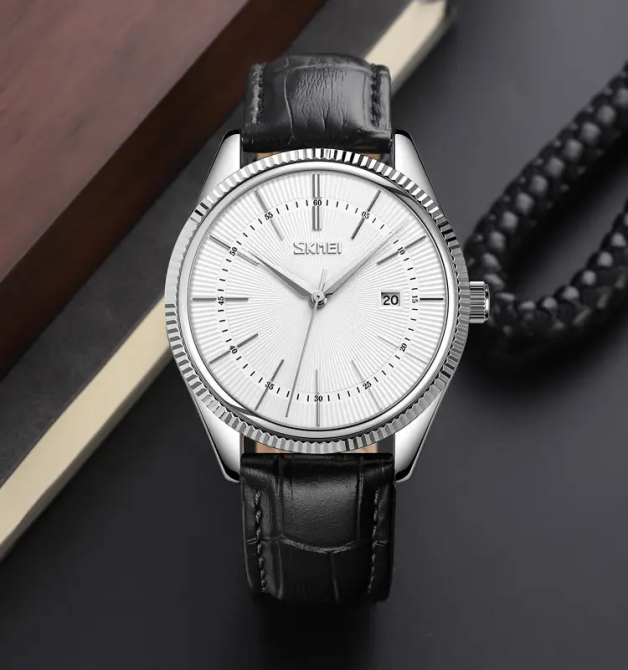 Чоловічий наручний годинник Skmei 9298 (Сріблястий з білим циферблатом) Київ - фото 3