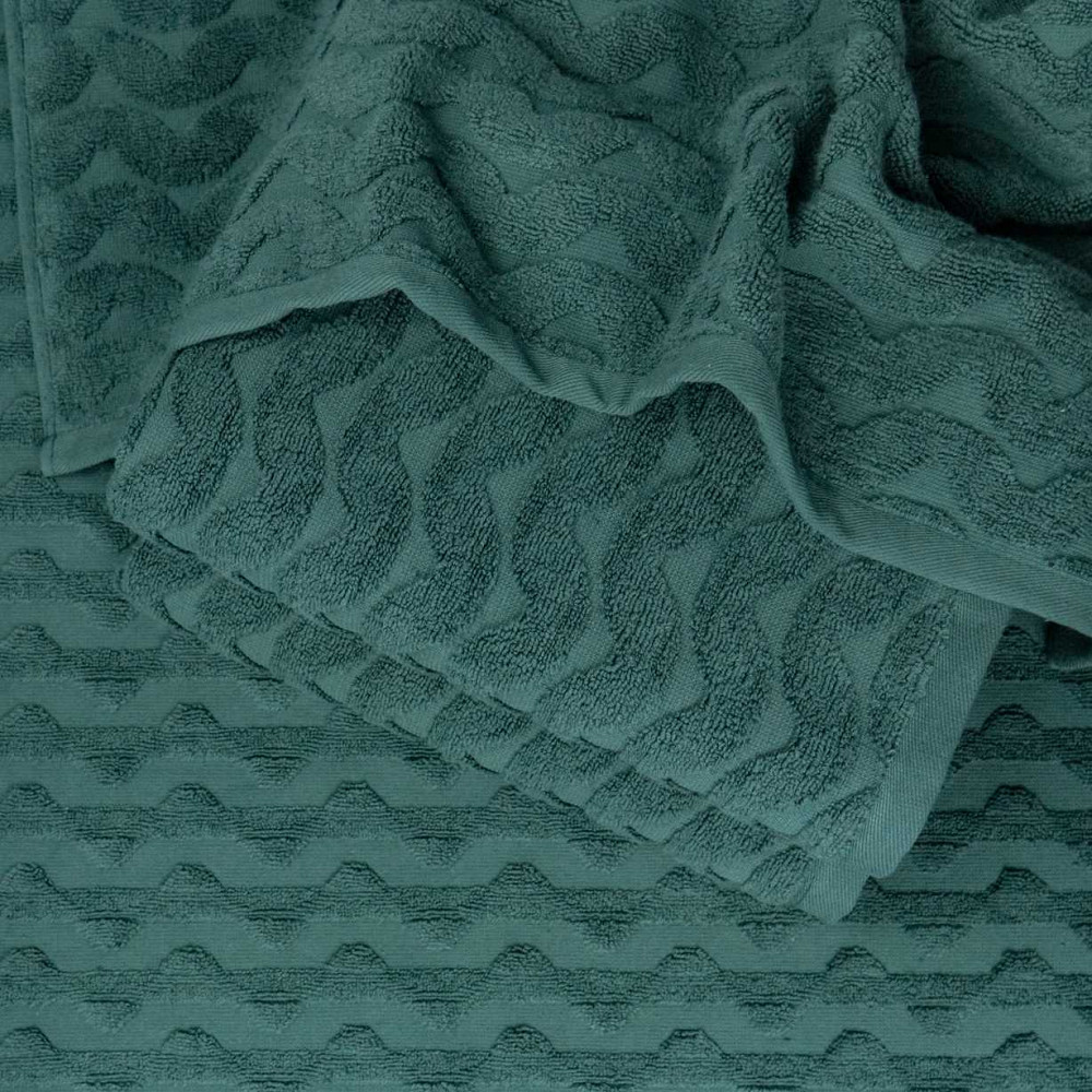 Комплект махрових рушників Жакардових Хвиля 3шт GM Textile 50х90см, 50х90см, 70х140см 500г/м2 (Зелений) Суми - фото 5