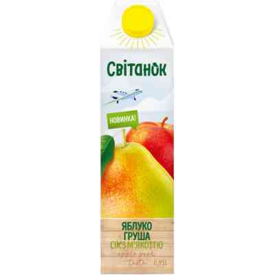 Сік Світанок Яблучно-грушевий з м’якоттю гомогенізований стерилізований 950 мл (4820209564006) Вінниця