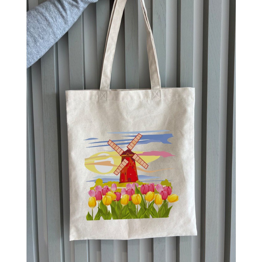 Екошопер BookOpt BK4071 "Подорож Нідерландами". Країна вітряків і тюльпанів" бежевий Київ - фото 9