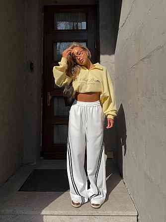 Женские спортивные штаны с лампасами двунитка Молочный, 42/44 Одесса