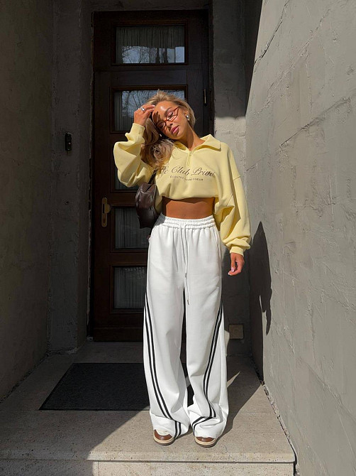 Жіночі спортивні штани з лампасами двонитка Молочний, 42/44 Одеса - фото 5