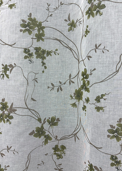 Тюль VR-Textil 1531т Flora Батист Білий з оливково-коричневим 300х270 см (42-0442) Київ - фото 7