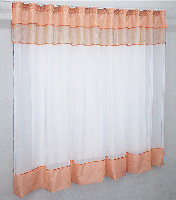 Кухонная занавеска VR-Textil № 00к белый с персиковым 270х170 см (59-728) Киев - изображение 2