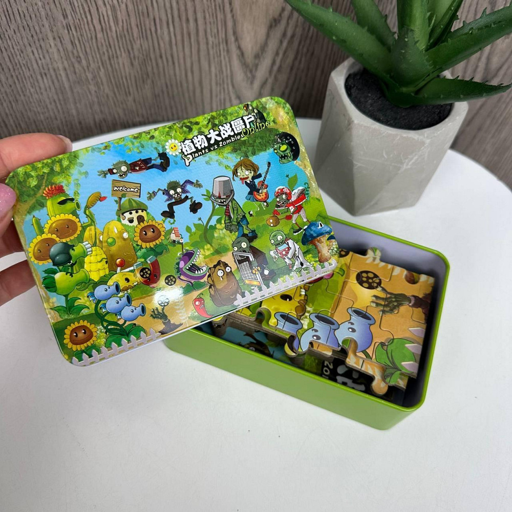 Дитячі пазли розвивальні Plants vs Zombies у металевій коробочці, пазли для дітей рослині проти Зомбі ( 23812 ) Харків - фото 6