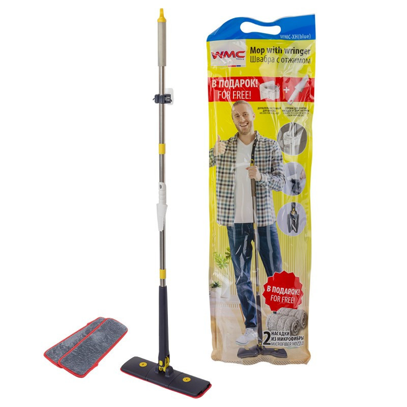 Швабра з віджимним механізмом ''метелик''+ 2 насадки з мікрофібри WT-XH(blue) Одеса - фото 1