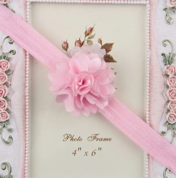 Детская повязка розовая с цветком - размер универсальный, цветок 5см Киев - изображение 1