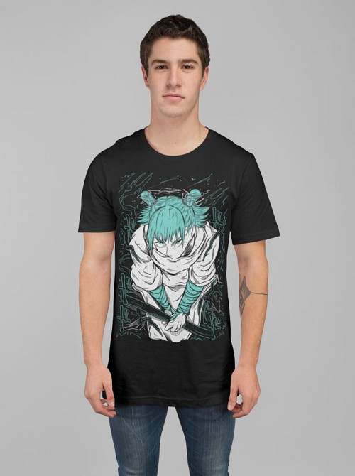 Футболка для хлопчика з аніме принтом Магічна битва оверсайз (зріст від 165 до 180) Чорний AnimeJ0801m Дніпро - фото 2