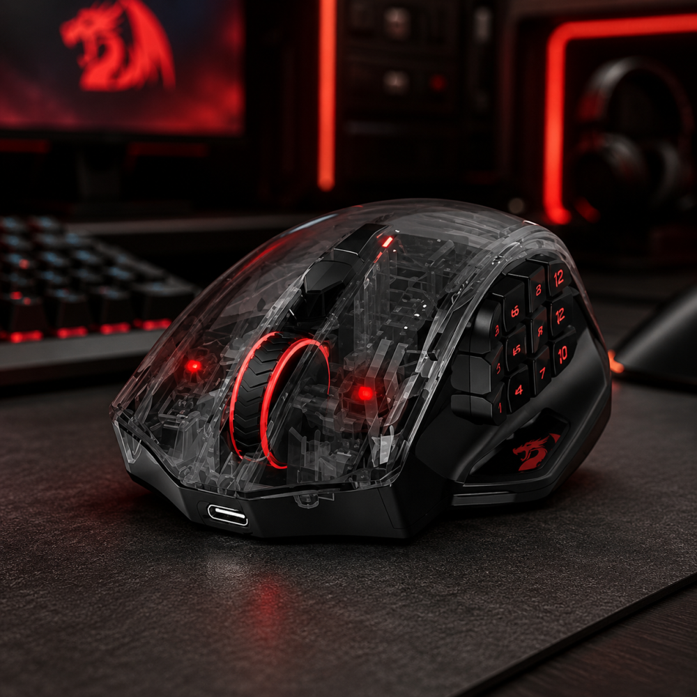 Игровая мышь Redragon Impact Elite Black беспроводная Bluetooth/2.4 ГГц/USB, 16000 DPI, программируемые кнопки, оптический сенсор Киев - изображение 4