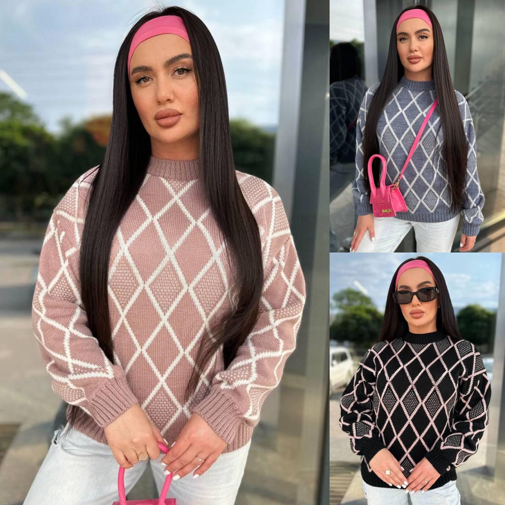 Женский модный вязаный свитер с орнаментом. 42-56р Киев - изображение 3