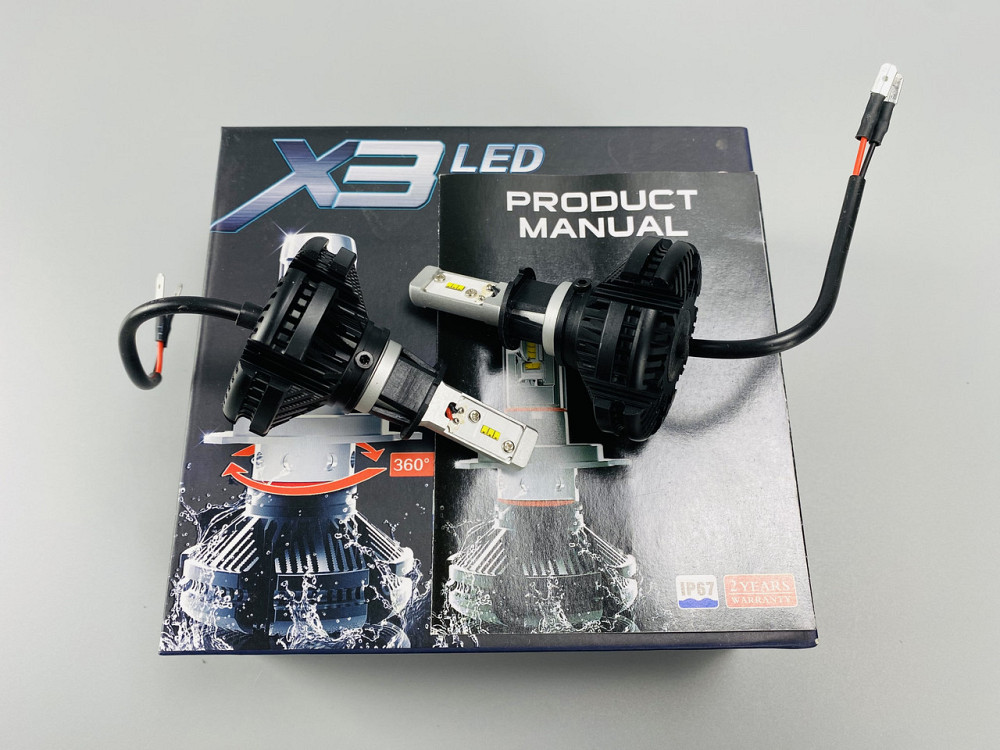 X3 Лампа світлодіодна цоколь H1 (к-кт 2 шт) 12/24V, 50W, 4000Lm + вентилятор (авиац. алюмін. профілю.) Мукачево - фото 7