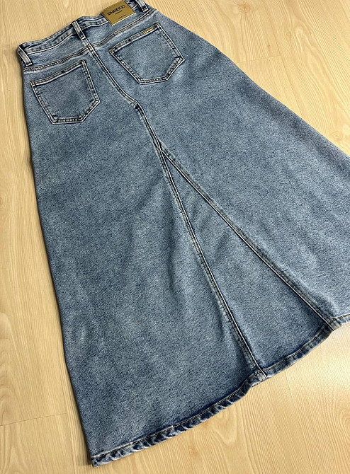 Спідниця жіноча джинсова Moss 501 довга трапеція з клином блакитна, блакитний, 28, 28, 78 см, 105 см Київ - фото 4