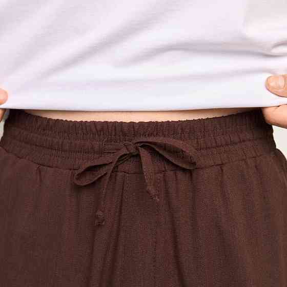 Мужские льняные брюки свободного кроя шоколадные Pobedov Chill Киев