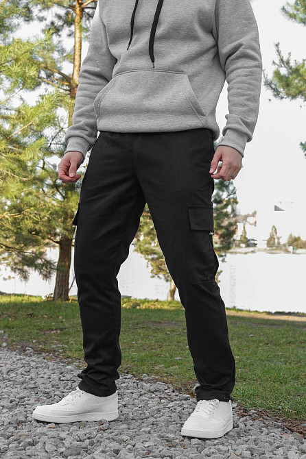 Мужские штаны карго Intruder Handy весенние с Карманами Осенние брюки коттоновые на фиксаторах черные XL Одесса - изображение 2