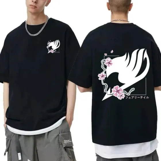 Футболка для мальчика с аниме принтом Хвост Феи оверсайз (рост от 165 до 180 ) Черный AnimeT1175m Днепр