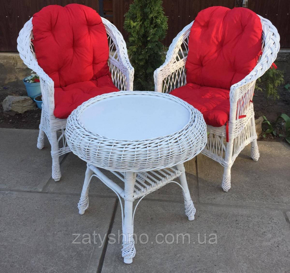 Білі плетені меблі | меблі з лози біла | меблі плетені з лози з накидками Київ - фото 1