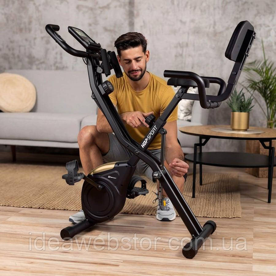Велотренажер Hop-Sport HS-3030X Apeks X-Bike чорно-золотистий Київ - фото 8