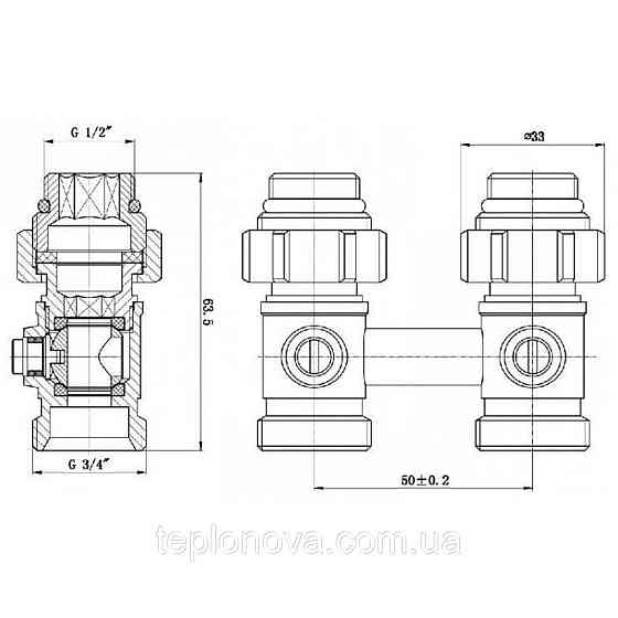 Вузол нижнього під'єднання панельного радіатора SOLOMON NV 5103 прямий кульовий 3/4| Чернівці