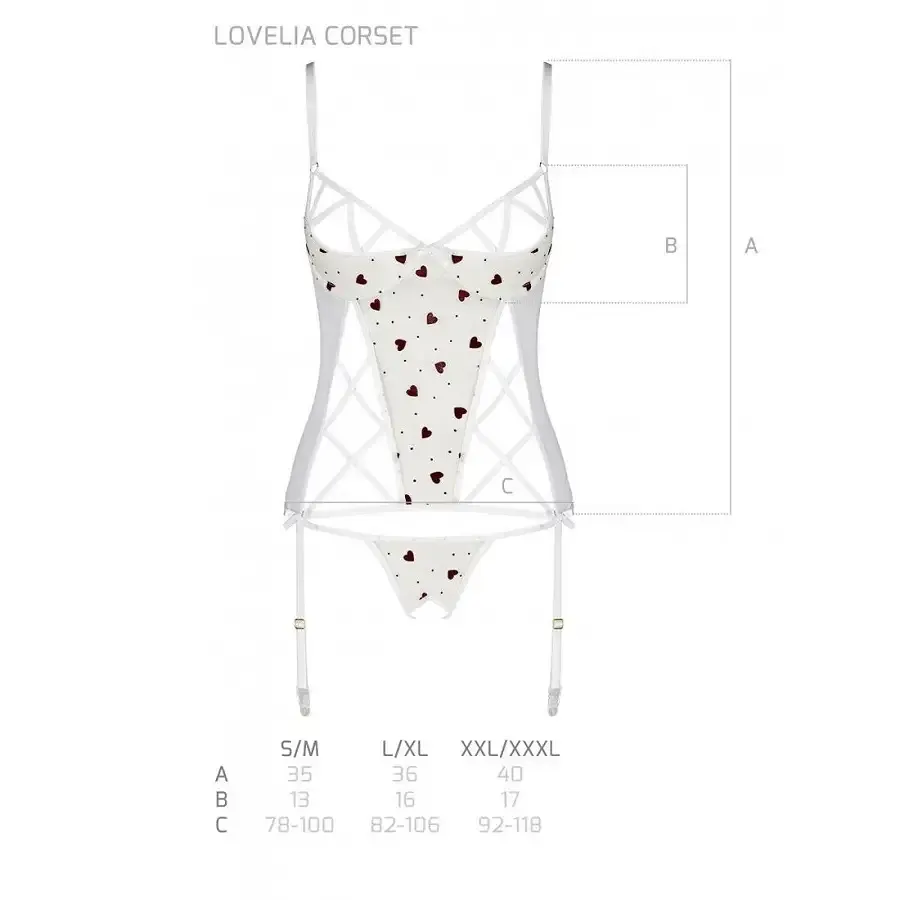 Корсет з підв'язками, стрінги Passion LOVELIA CORSET L/XL, white Львів - фото 7