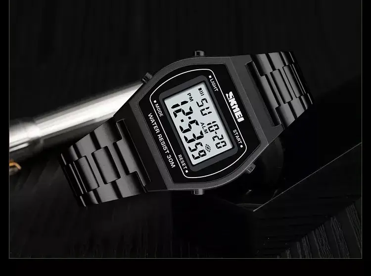 Наручний електронний ретро годинник Skmei 1328 Чорний Вінниця - фото 6