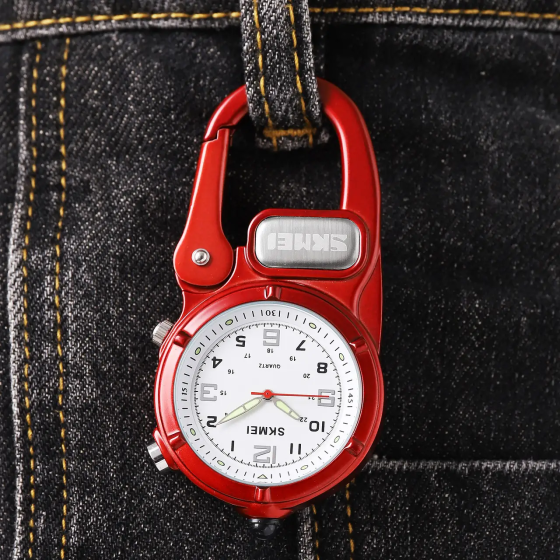 Часы кварцевые Skmei 2232 с карабином и LED-фонариком (Красный) Киев