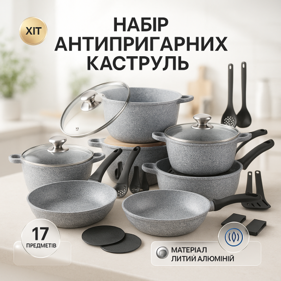 Набор антипригарных кастрюль с крышкой, Набор посуды для электрических плит Сборный кастрюль KB-13 Львов