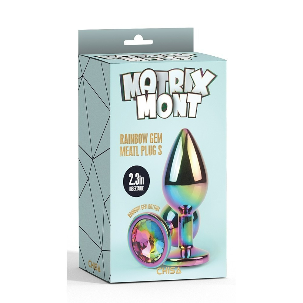 Анальна пробка із кристалом Chisa Matrix Mont Rainbow Gem, металева, різнокольорова, 7 х 2.7 см Sex Aura Київ - фото 5
