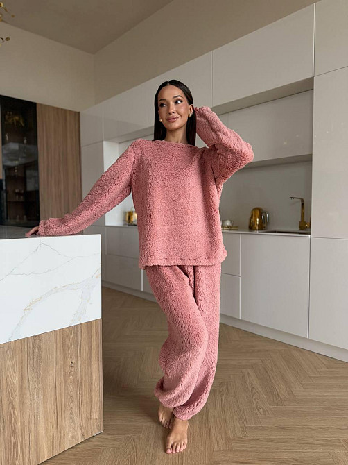 Жіноча затишна піжама двійка: кофта і штани махра тедді Одеса - фото 7