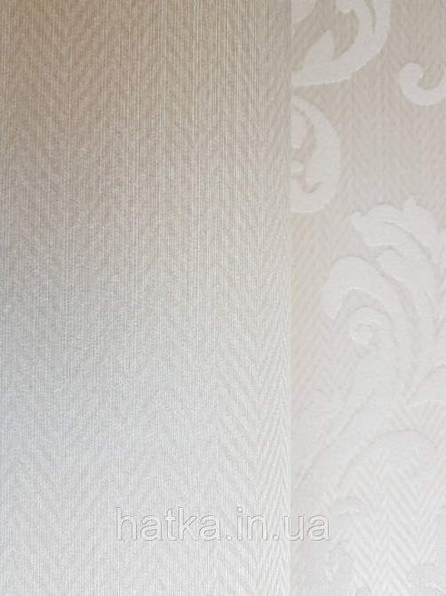 Текстильні шпалери на флізеліновій основі Cador Rasch Textil 086811 молочний білий зигзаги яличка Київ - фото 2