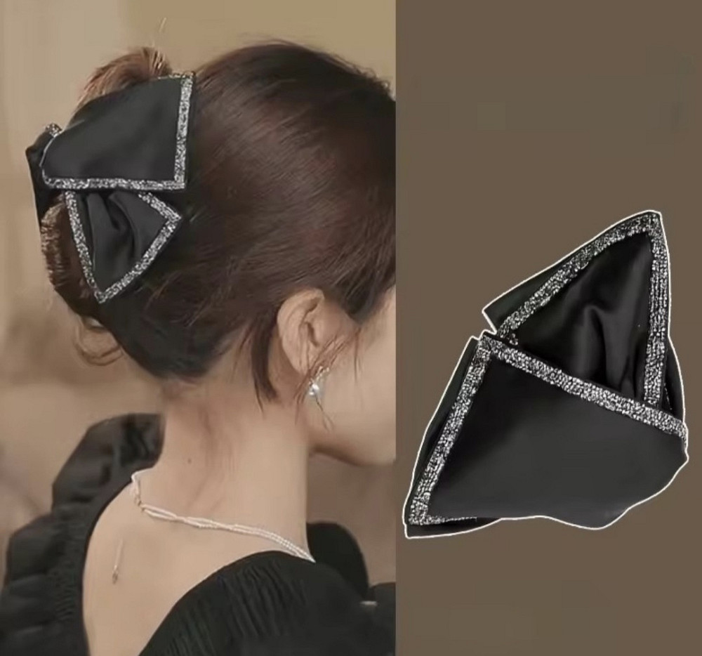 Заколка-крабік чорний бант-метелик Сміла - фото 1