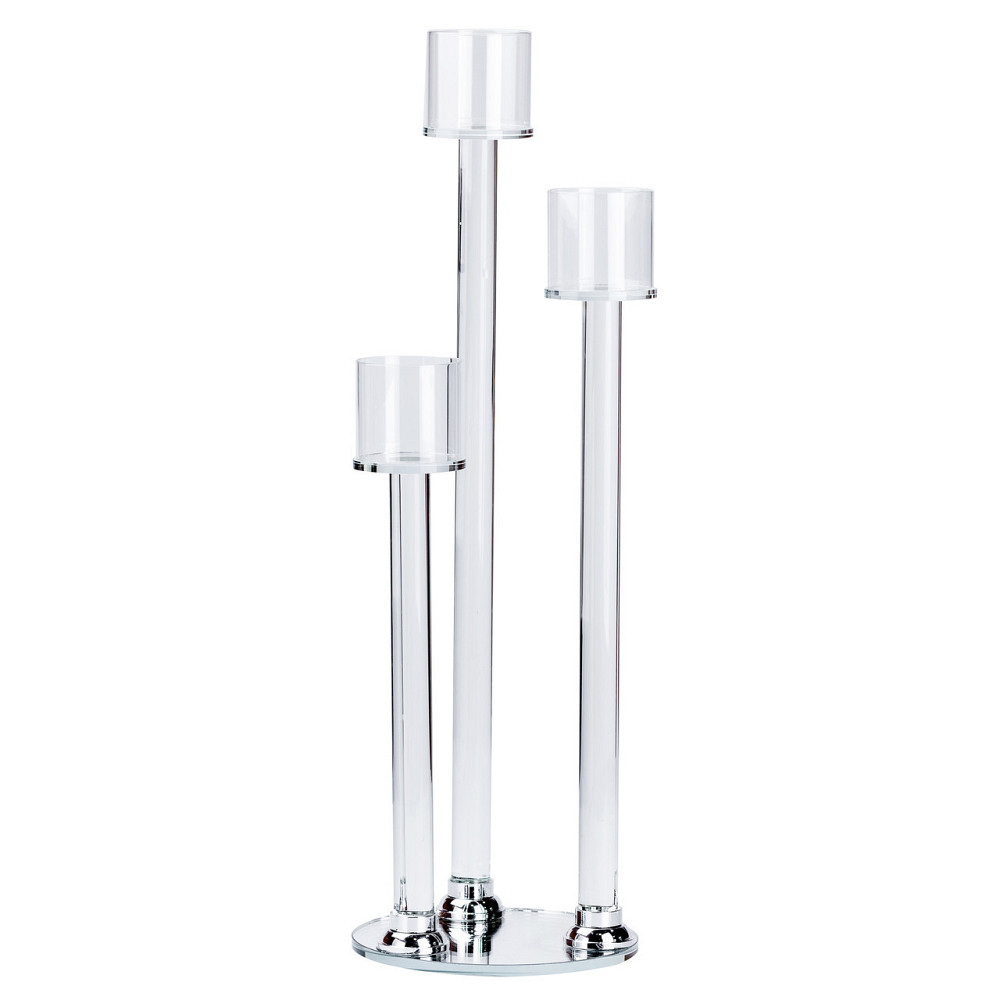 Стеклянный подсвечник на 3 свечи, высота 36.5 см Киев - изображение 1