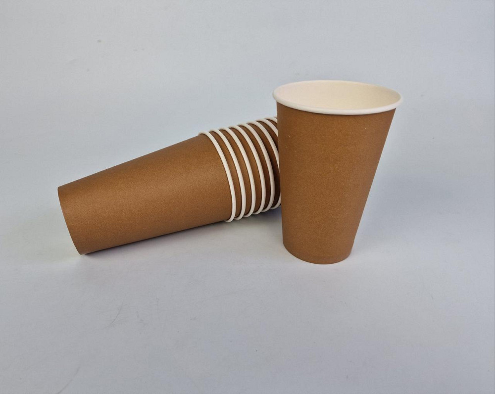 Склянка паперова 500 мл (16oz) "БЕЛО КОРІЧНЕВИЙ" Маестро (35 шт) Харків - фото 1