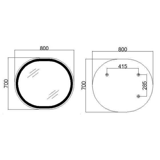 Дзеркало настінне овальне сенсорне Qtap Gemini 800х700 з LED-підсвіткою Touch, з антизапотіванням із диммером Харків