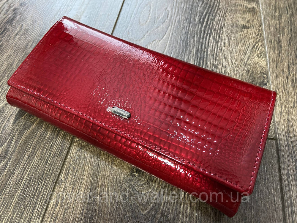 Красивий шкіряний жіночий лаковий гаманець червоного кольору Helen Verde Київ - фото 7