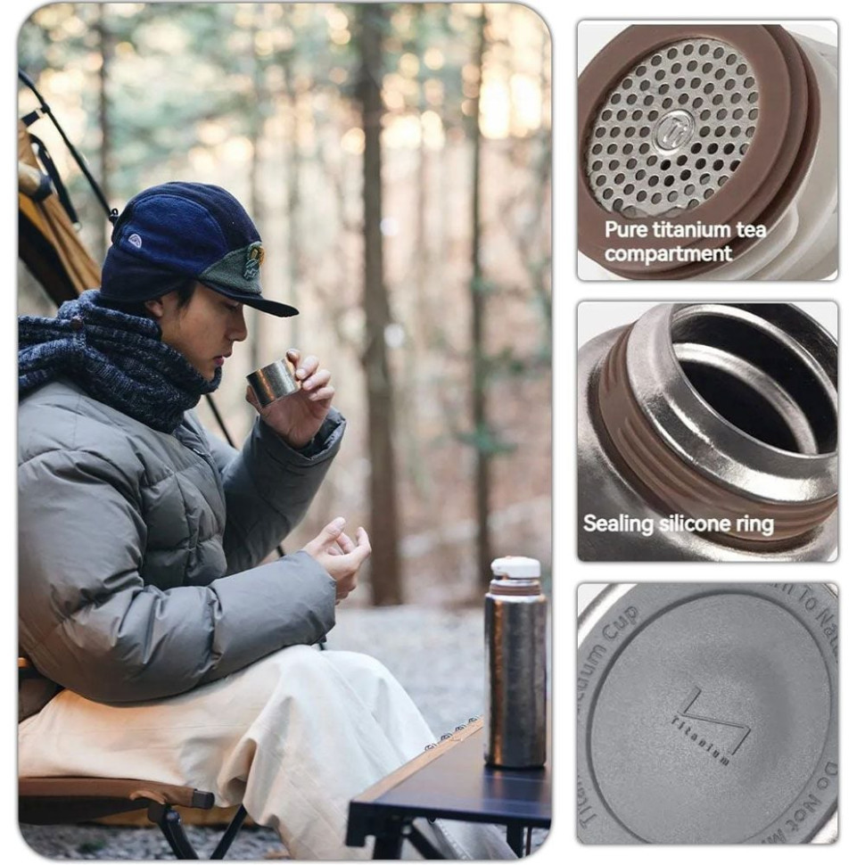 Термос титановий з чохлом Naturehike CNK230CF012 600 ml Київ - фото 2