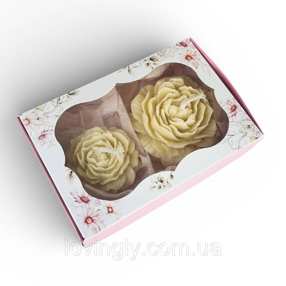 Набір свічок ручної роботи у формі квітів - натуральний віск, подарункова коробка для жінки на 25 лютого Ірпінь - фото 1