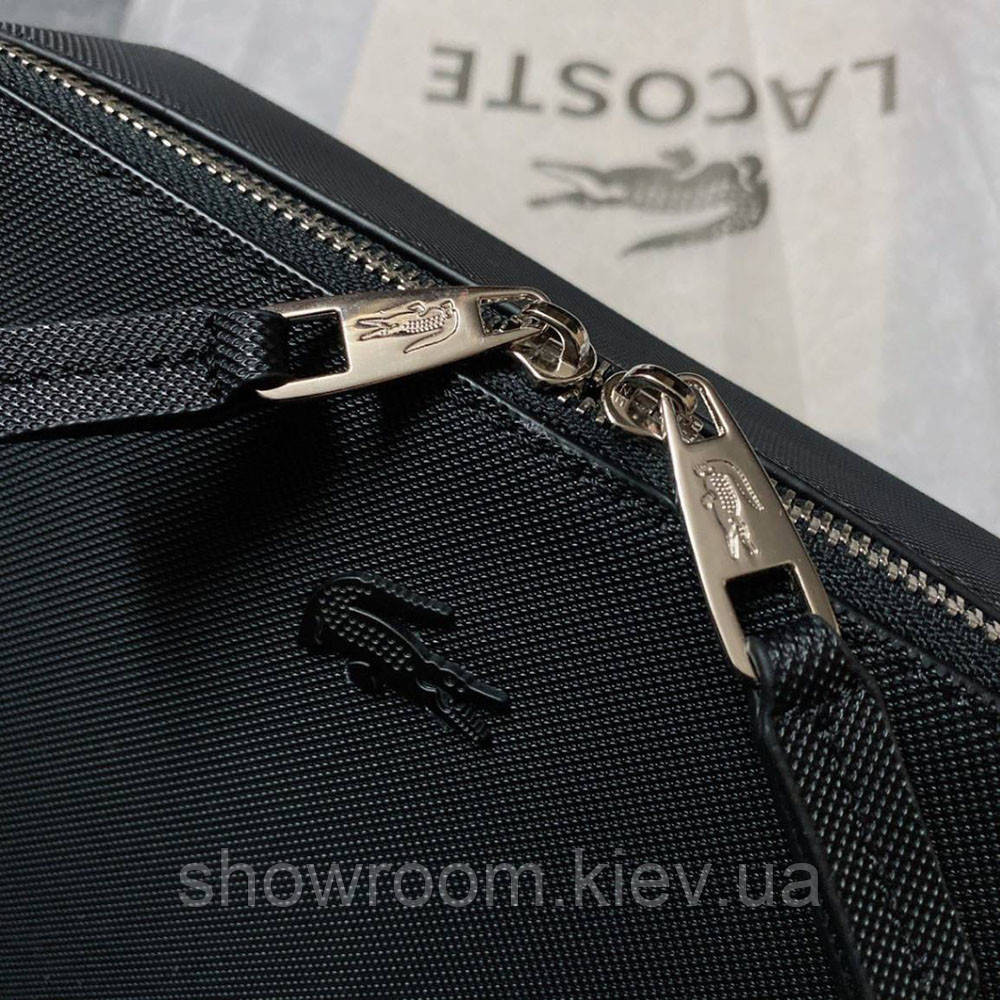 Чоловіча брендова сумка через плече Lacoste (2028) чорна Київ - фото 6