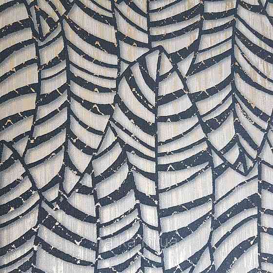 Шпалери метрові вінілові на флізелін Villa Marburg Lombardi геометрія абстракція листя чорні з золотистим Київ